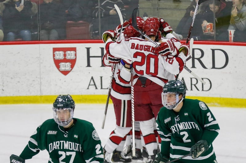 Though the visitors tend to steal the first game when Dartmouth and Harvard meet in the playoffs, the Crimson bucked the trend this year.