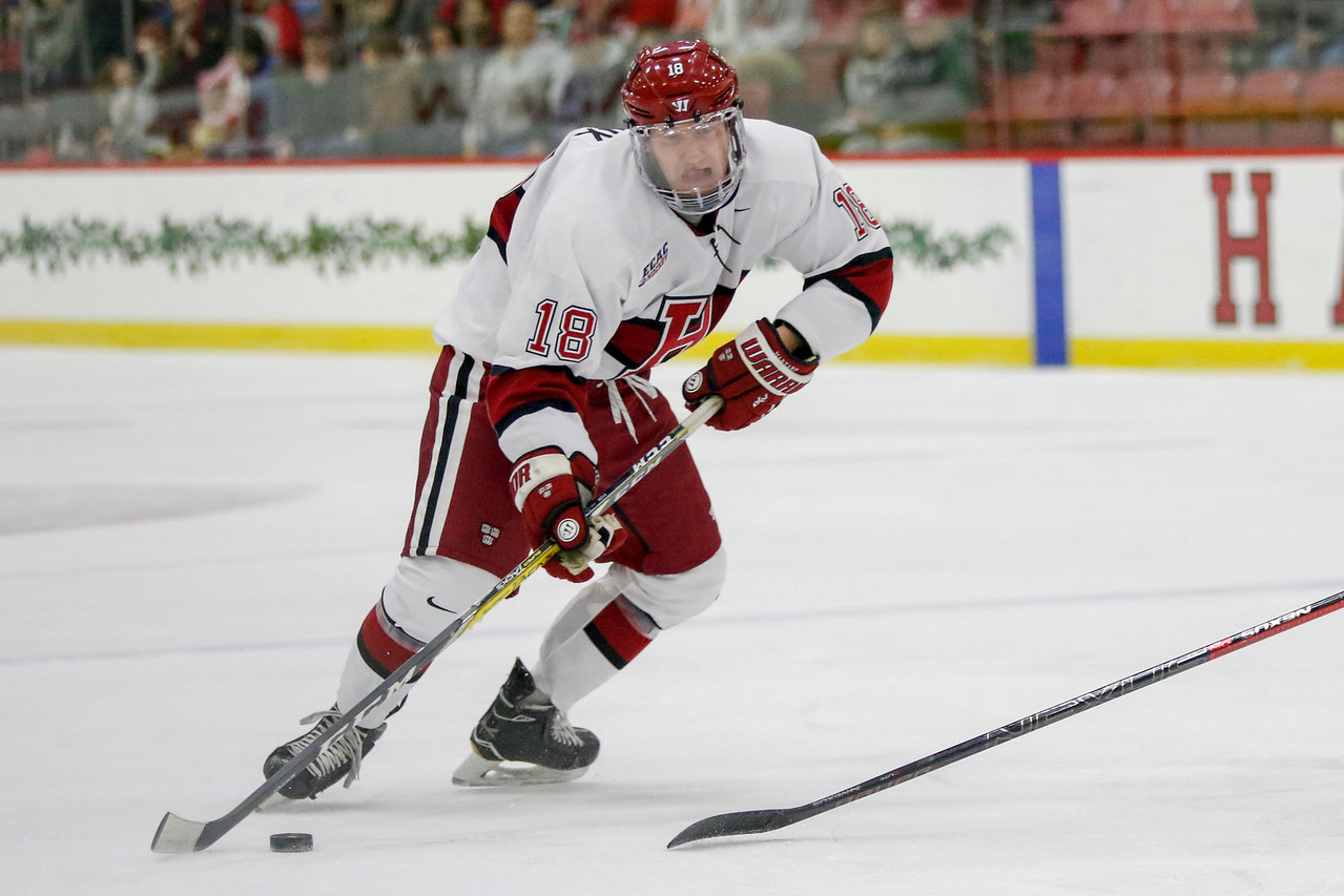 The most notable departure from last year's Crimson squad is blue-liner Adam Fox, who now skates for the NHL's New York Rangers.