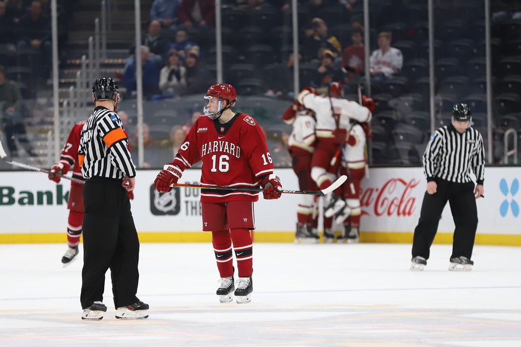 On Monday night, Boston College celebrated while Harvard suffered a setback ahead of the regular-season homestretch.