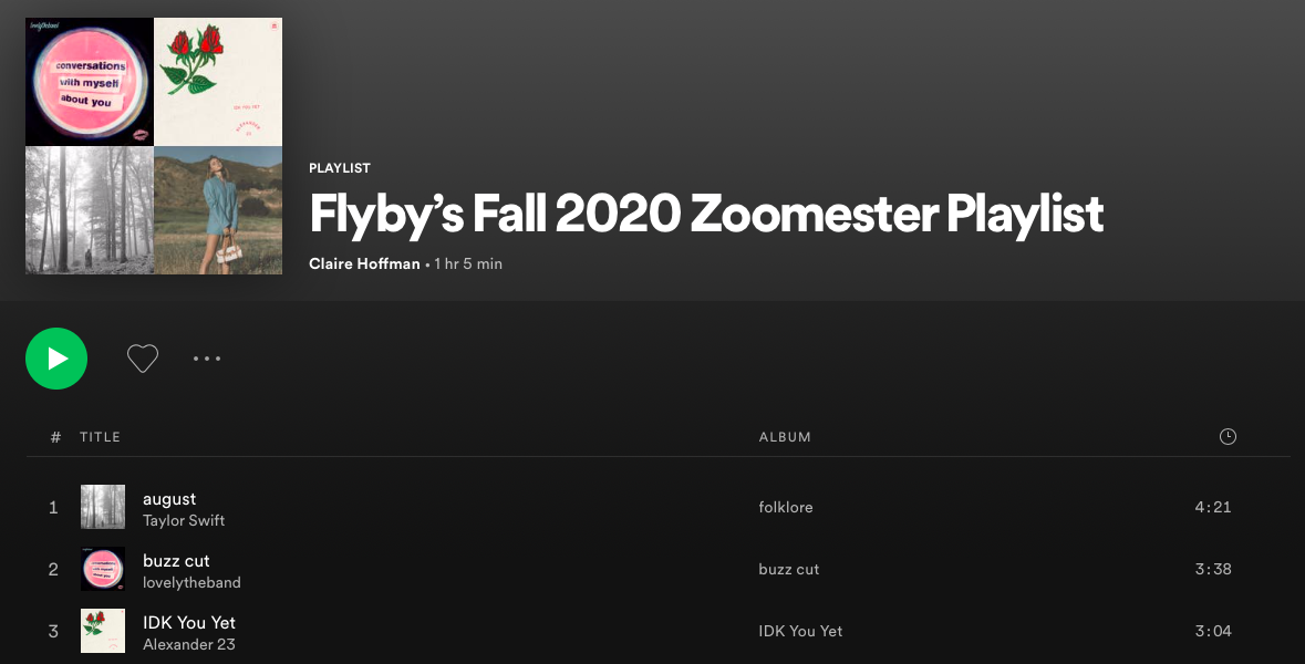 Fall 2020 Zoomester Playlist