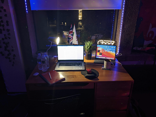 My workspace, come rain or shine, day or night, stressed or blessed. I like to keep it tidy, not only because it helps me focus, but also because I procrastinate doing actual schoolwork by cleaning things up.