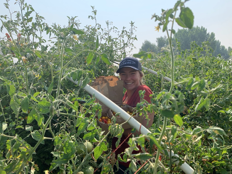 Co-captain Caroline Noble of the Radcliffe Women’s Heavyweight crew team working at Bidwell Canyon Farm in Surprise Valley, Calif., during her leave of absence.