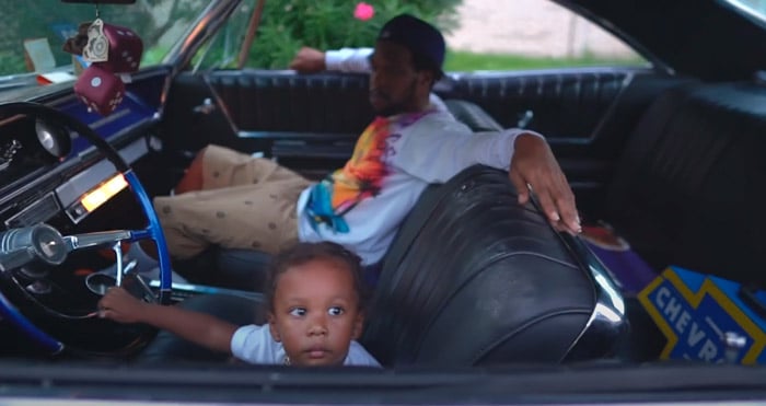Rapper Curren$y featured his son in the video for "Gold & Chrome."
