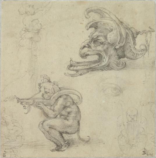 Micahelangelo's “Goldsmith’s Designs, Including Two Ideas for an Oil Lamp”