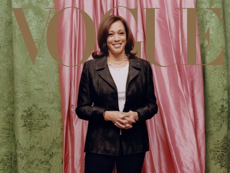 Vice President Kamala Harris in the print cover of Vogue's February 2021 issue.