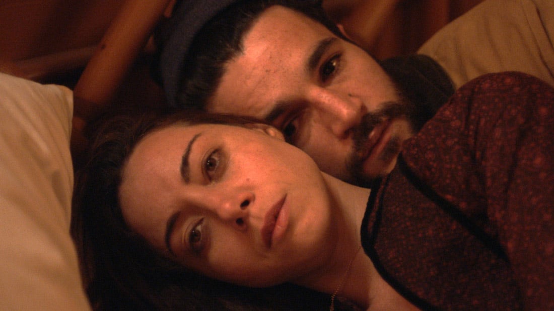 Aubrey Plaza (left) stars as Allison and Christopher Abbott (right) stars as Gabe in "Black Bear" (2020), directed by Lawrence Michael Levine.