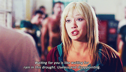 Hilary Duff in "A Cinderella Story," waiting for Chad Michael Murray to text her back (probably)