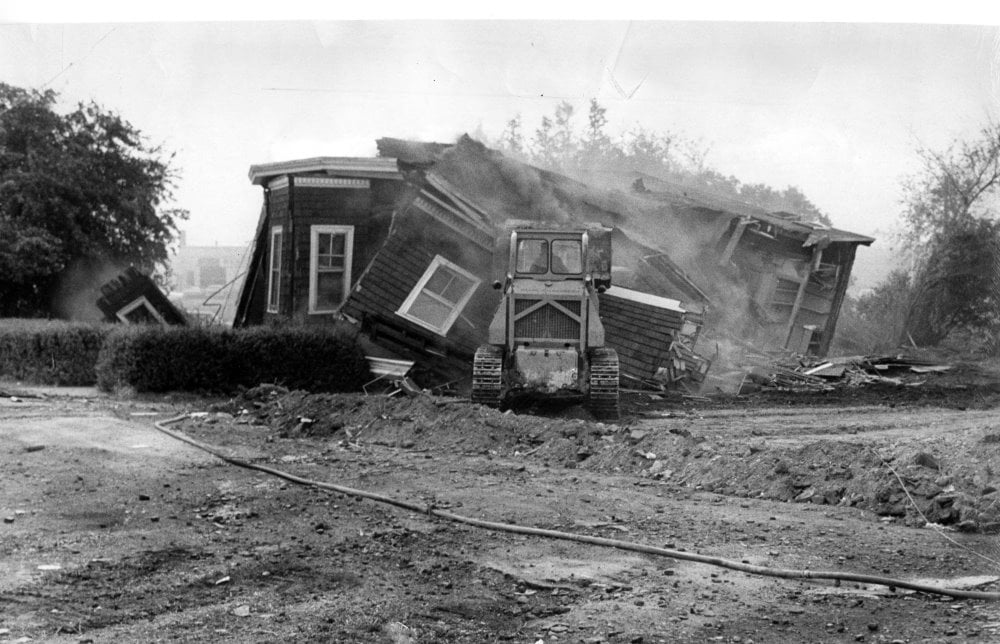 Demolition of a house in Barry’s Corner in the 1960s.