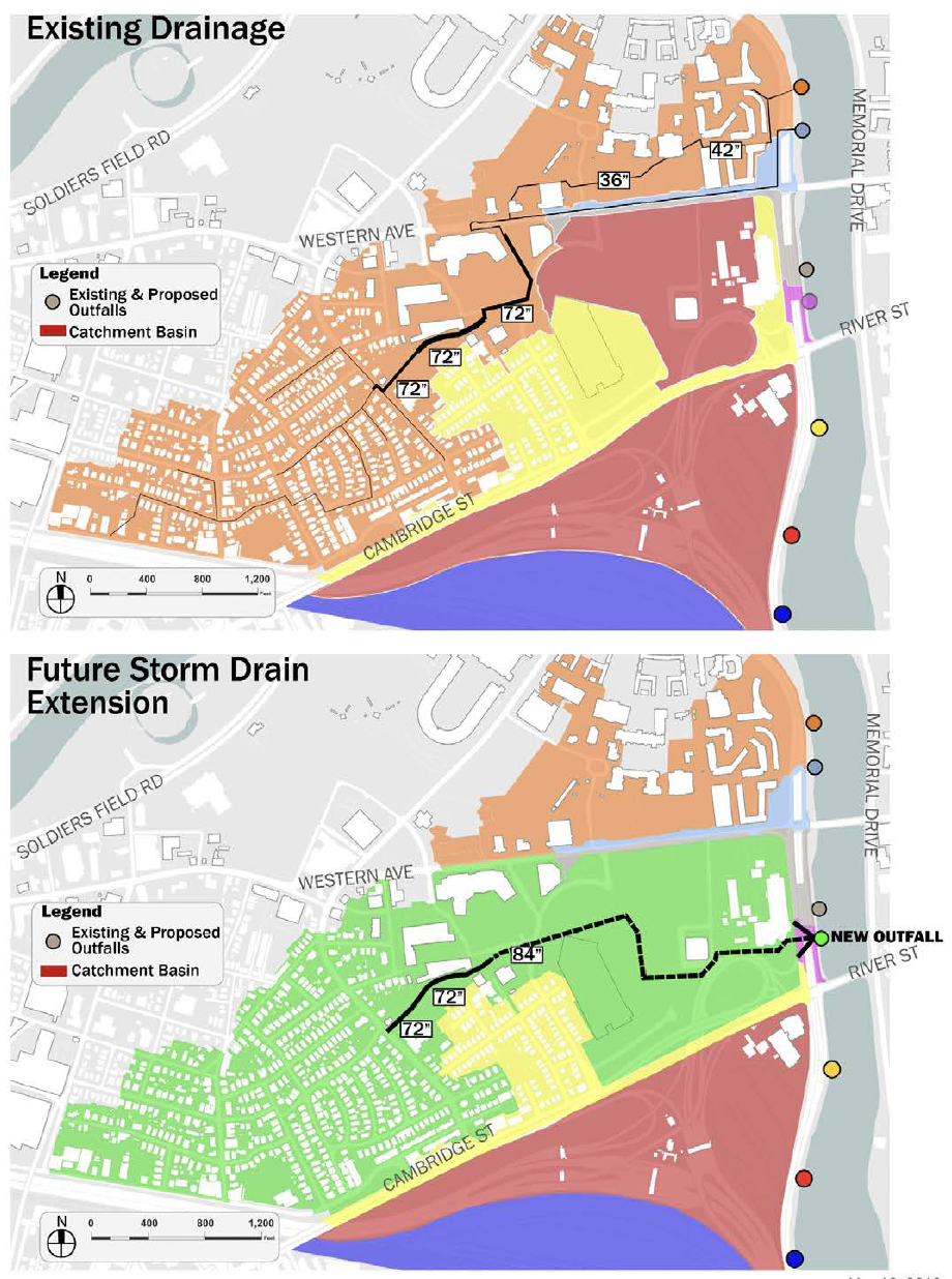 North Allston Storm Drain Extension Project map from Boston Water and Sewer Commission Environmental Notification Form.