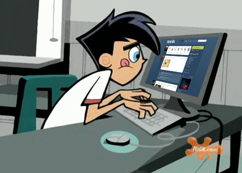 Busily typing away on my latest discussion post...