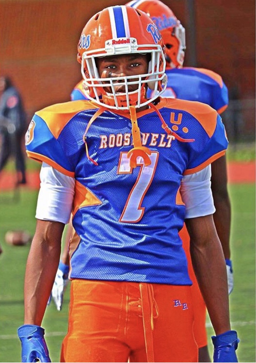 Brown takes the field for Roosevelt High School, where he starred for three years prior to coming to Harvard.