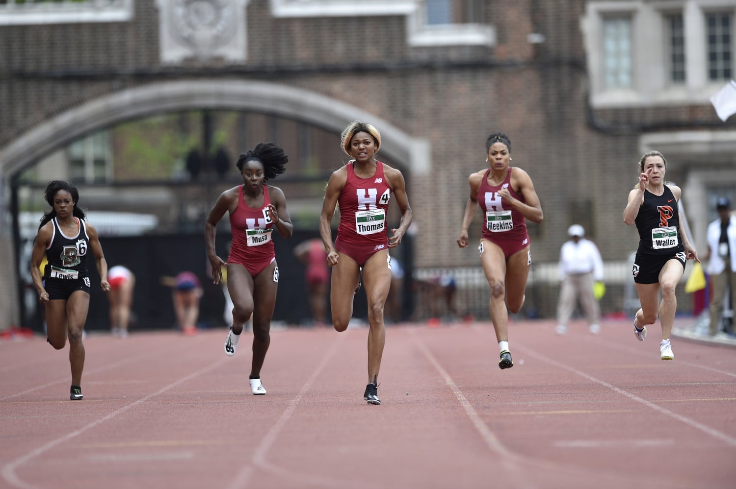 With a two-medal performance in Tokyo, Gabby Thomas '19, pictured above during her Harvard tenure, headlines the class of 15 current and former Crimson student-athletes competing at the Games.