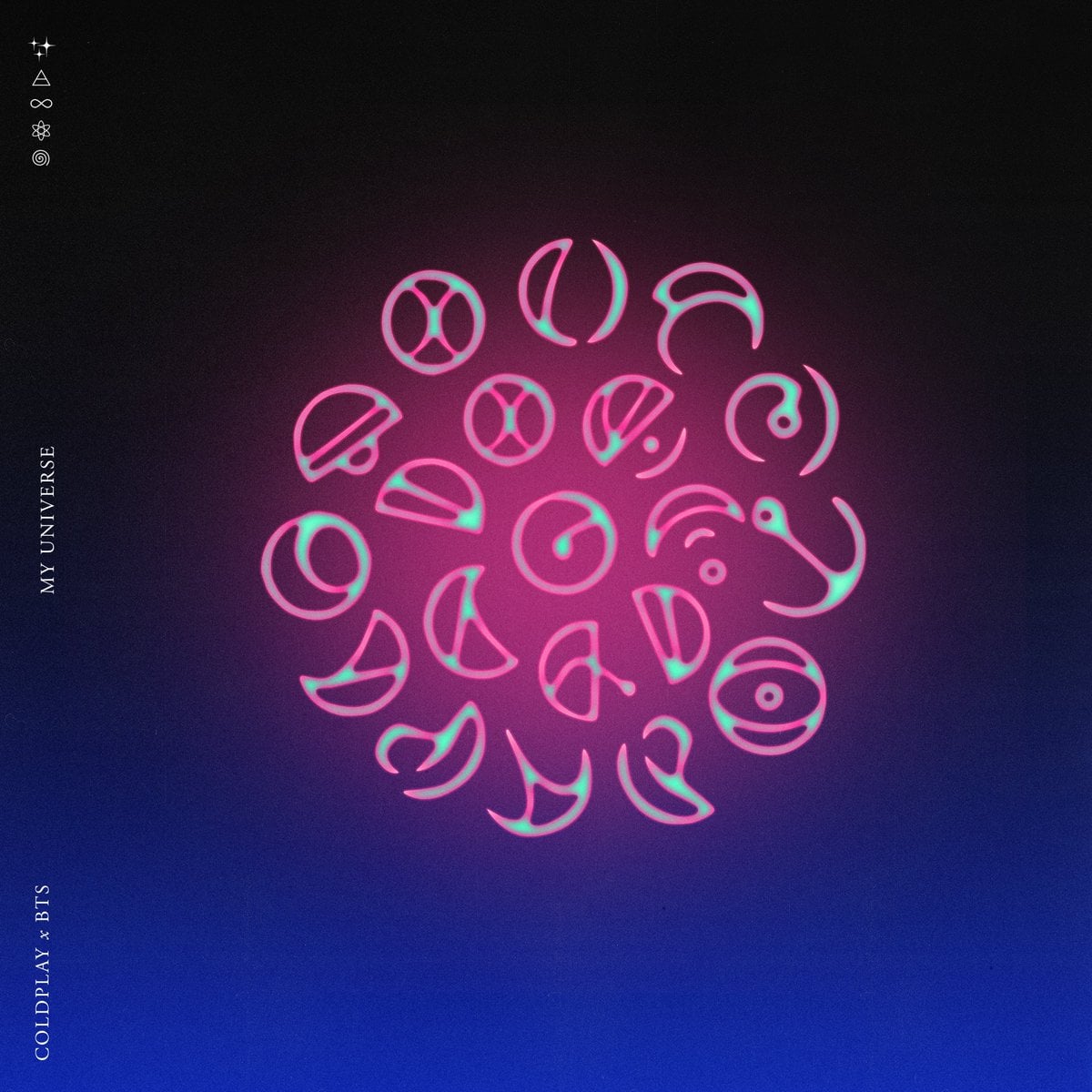 Single cover for BTS' and Coldplay's "My Universe."