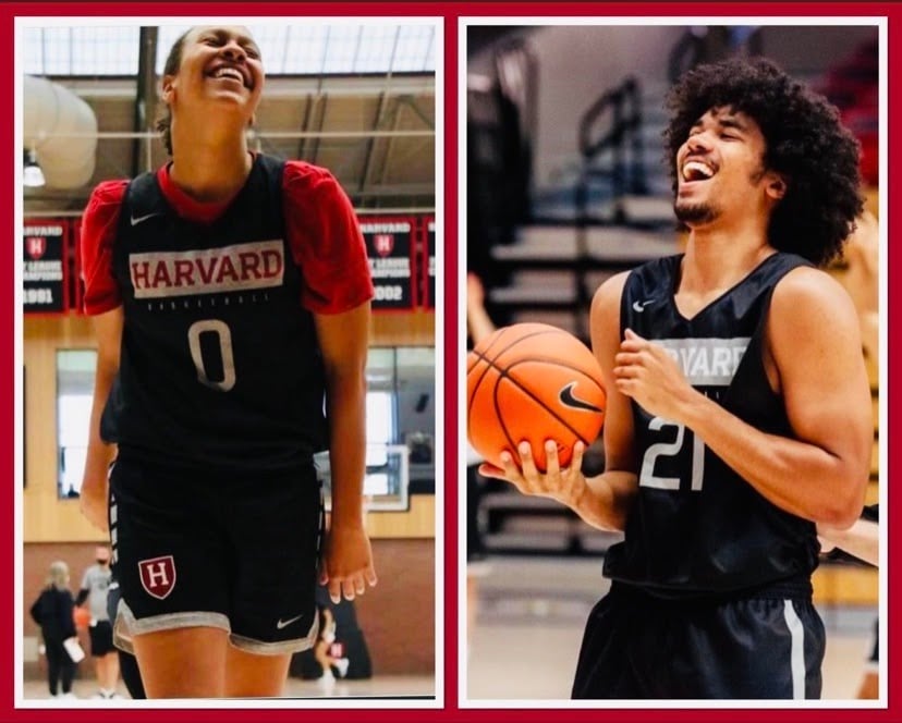 McKenzie and Mason in Harvard jerseys. The two will both suit up for the Crimson simultaneously for the first and only time this season.