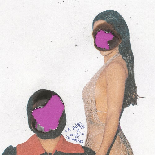 Single cover for Rosalía and The Weeknd's "La Fama."