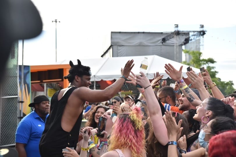 Denzel Curry plays to the crowd during his Gov Ball set.
