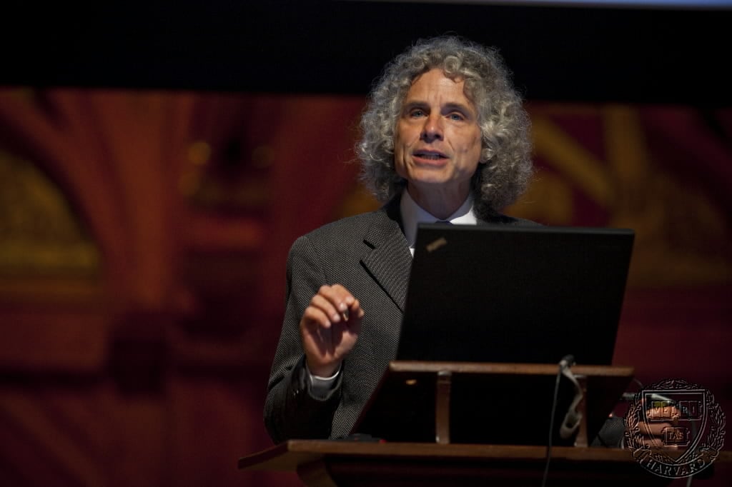 Steven A. Pinker, a professor of psychology at Harvard, lectures undergraduates in Memorial Hall.