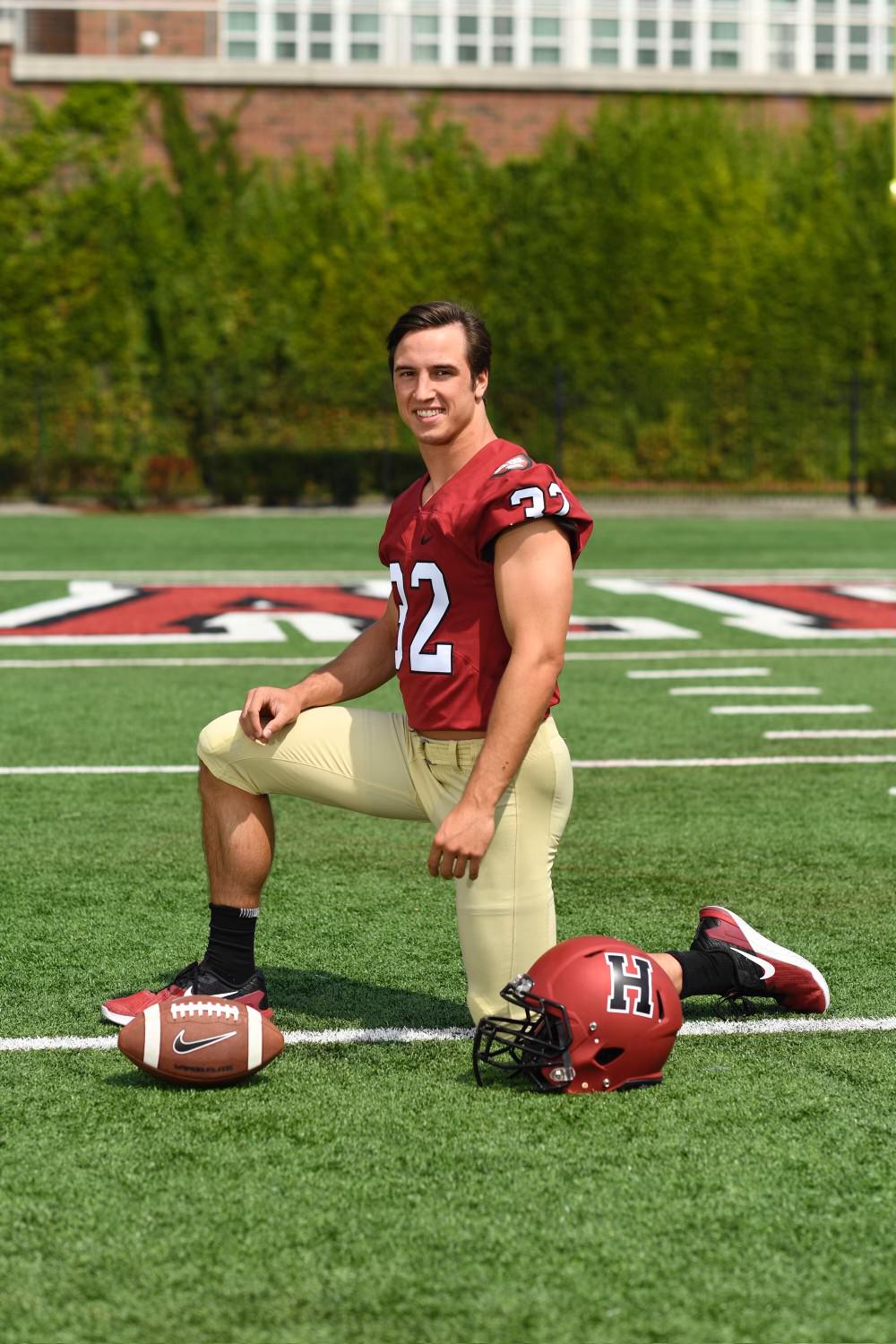 Abercrombie poses for a portrait prior to his freshman season in 2017. A star for Hoover High School in Hoover, Ala., Abercrombie won three state championships across football and baseball in high school.