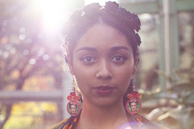 A portrait of the poet Safia Elhillo, who came to campus for a reading at the Hutchins Center.