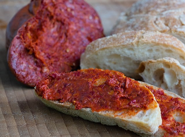 ’Nduja served on a piece of bread.