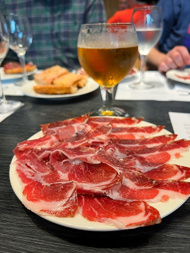 Jamón Ibérico on a plate.
