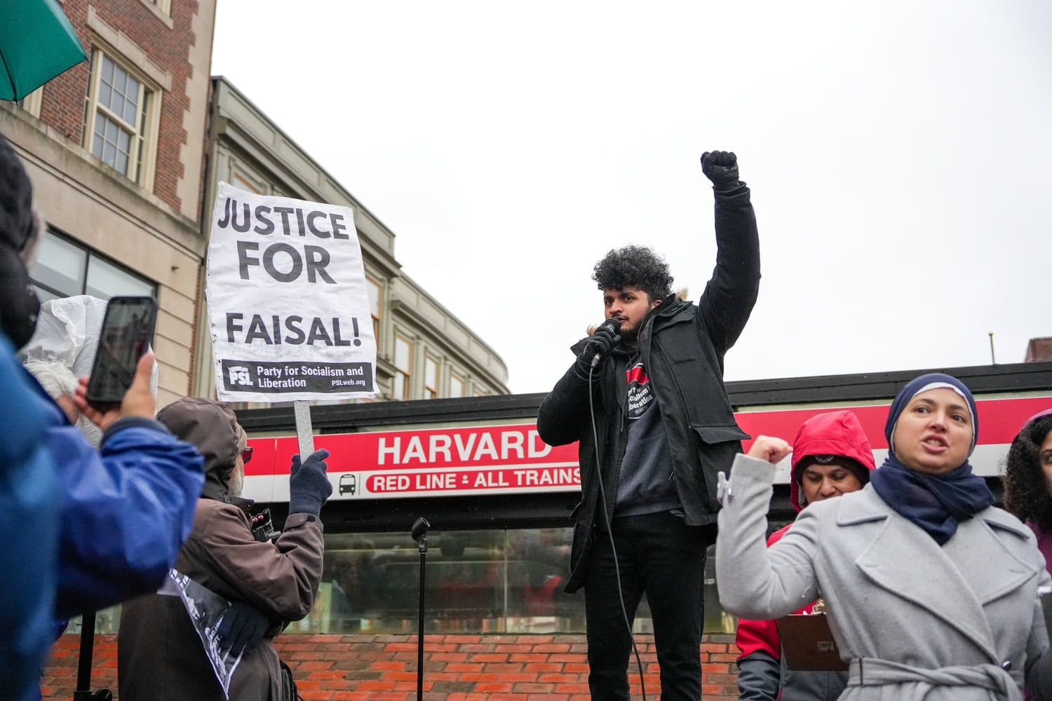 At the protest, Sharik criticized the Cambridge Police Department for placing the officer who fatally shot Faisal on paid leave.