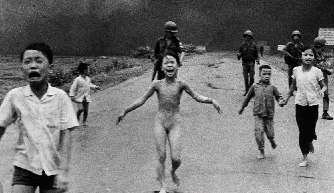 “The Terror of War,” a Pulitzer winning photograph from 1972. In it, Phan Thị Kim Phúc runs away after being hit by a napalm bomb. Years later, Phan Thị was identified by the Vietnamese government as the child from the famous photo, and they pulled her out of school to exploit her fame. Subject to severe government surveillance, Phan Thị lost all of her friends and spiraled into a deep state of bitterness and depression.
