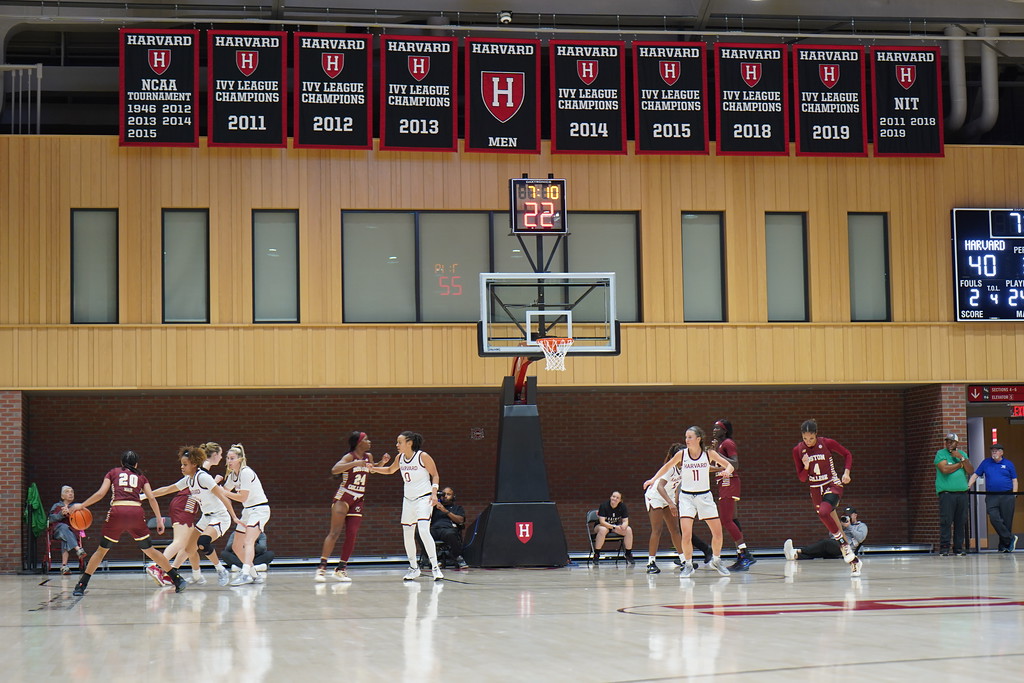 The Harvard women's basketball team competes against Boston College at Lavietes Pavillion, eventually defeating the Eagles 68-59. The Crimson will next face Princeton on Friday at 6:00 p.m., who are tied first in the Ivy League with Columbia.