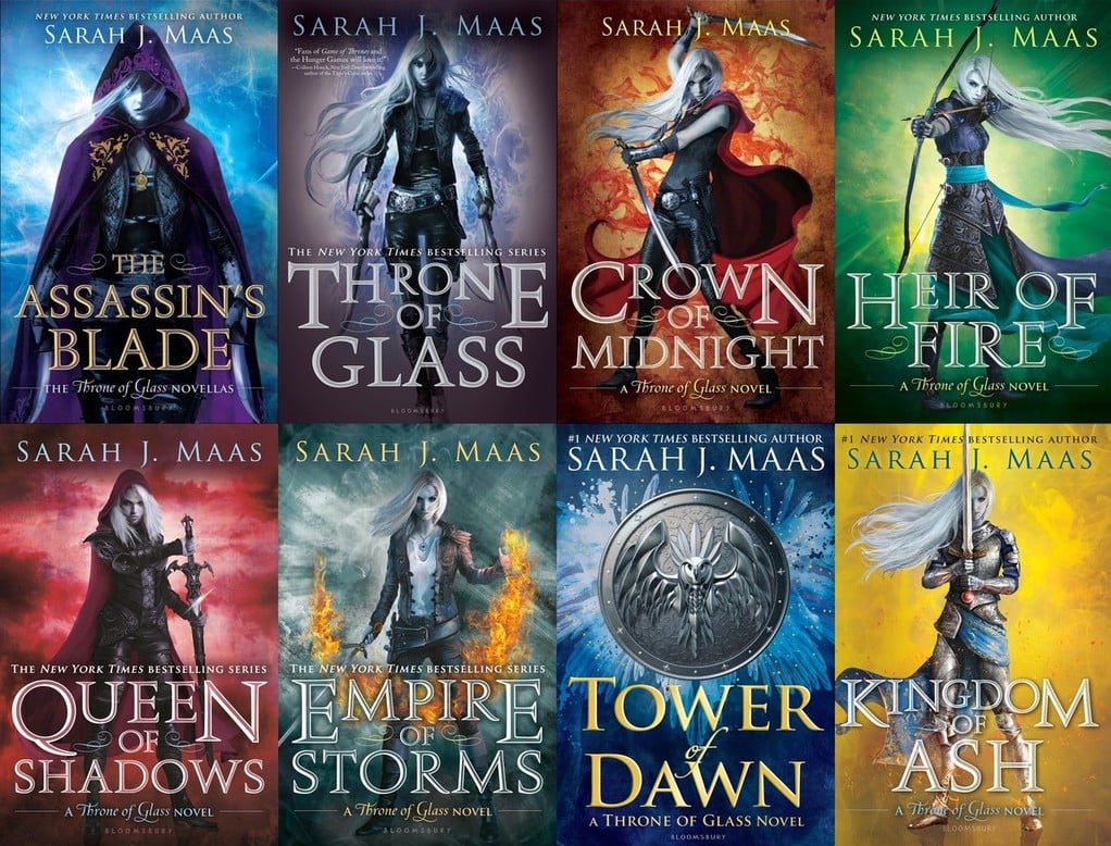 "Throne of Glass" series by Sarah J. Maas.