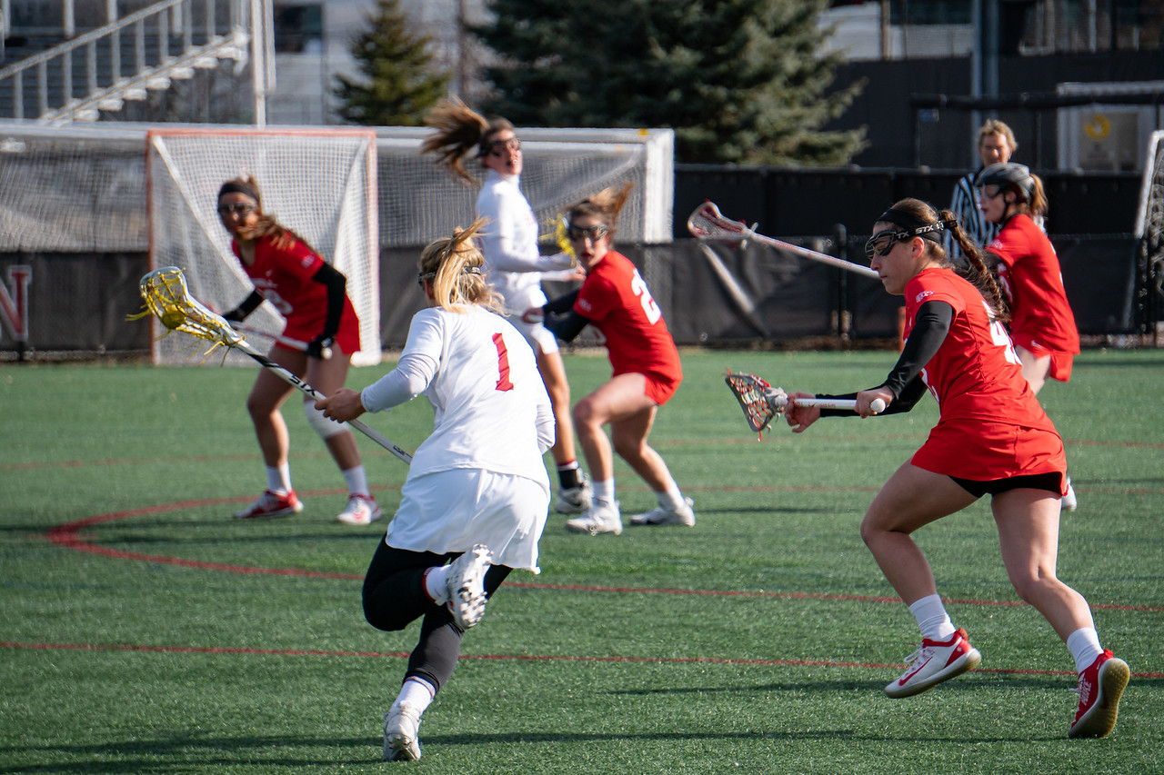 Then-junior attacker Madison Conklin prepares for an attack on goal in Harvard's tight 9-8 loss to Cornell on Feb. 29, 2020. The Crimson only have three regular-season games left against Ivy competitors Yale, Columbia, and Princeton.