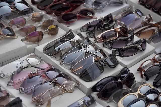 A variety of sunglasses for sale in New York City.