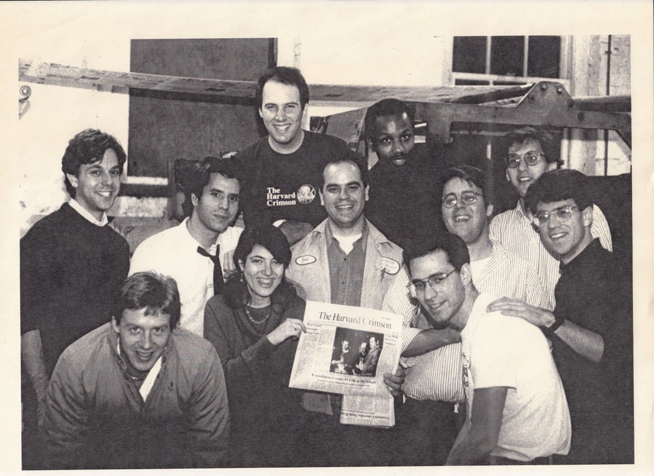 Blinken (second row, second from left) poses with other members of his guard at The Crimson’s printing press, located in the basement of 14 Plympton St.