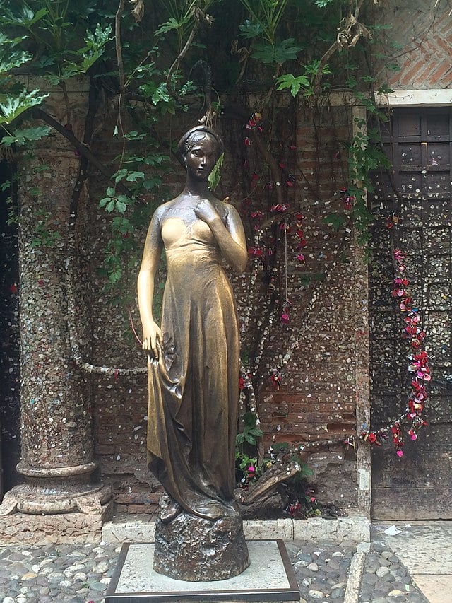 The Juliet statue in Verona, Italy is believed to bring good luck to pilgrims who rub the statue's bronze breast.
