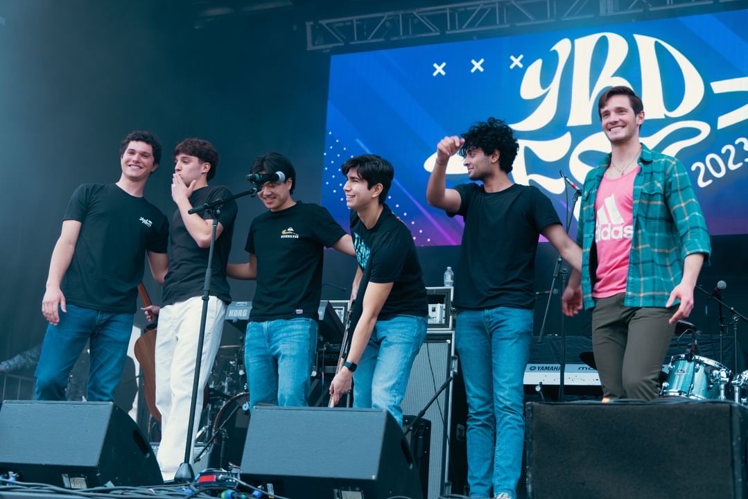 The members of Weld 16 take a bow after their opening set at Yardfest 2023.