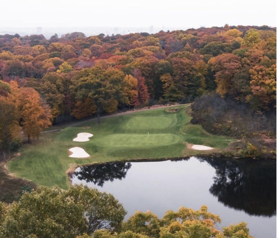 The ninth hole at the Yale Golf Course in New Haven, Conn. The Harvard women's golf team competed at the Yale Invitational last weekend, taking first place out of 15 teams.