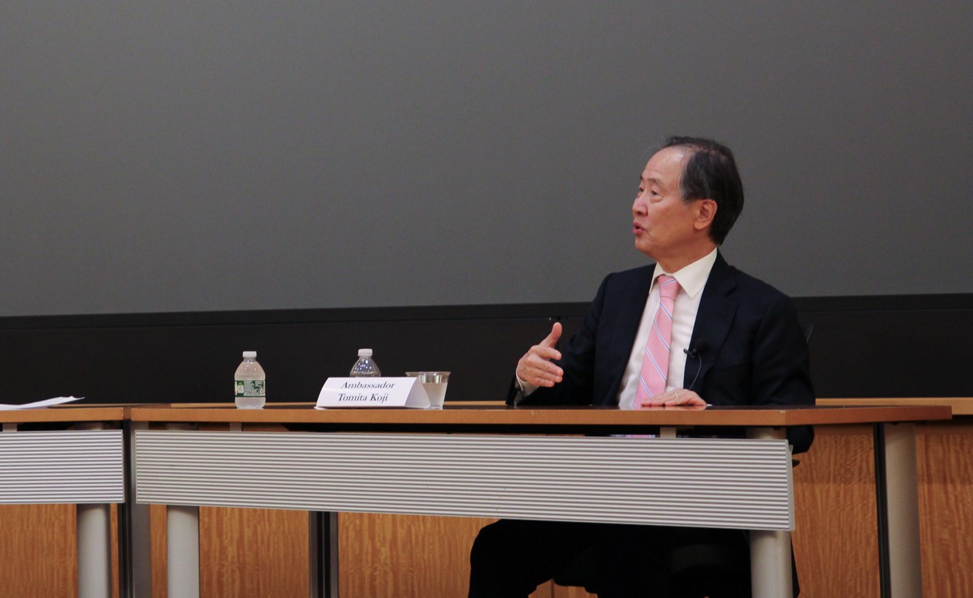 Koji Tomita, Japanese ambassador to the United States, spoke at a Weatherhead Center for International Affairs event on Wednesday as part of Harvard Worldwide Week.