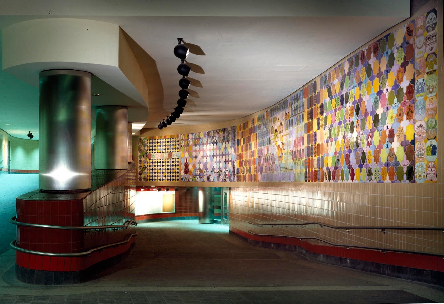 Joyce Kozloff's “New England Decorative Arts” in Harvard Square Station.