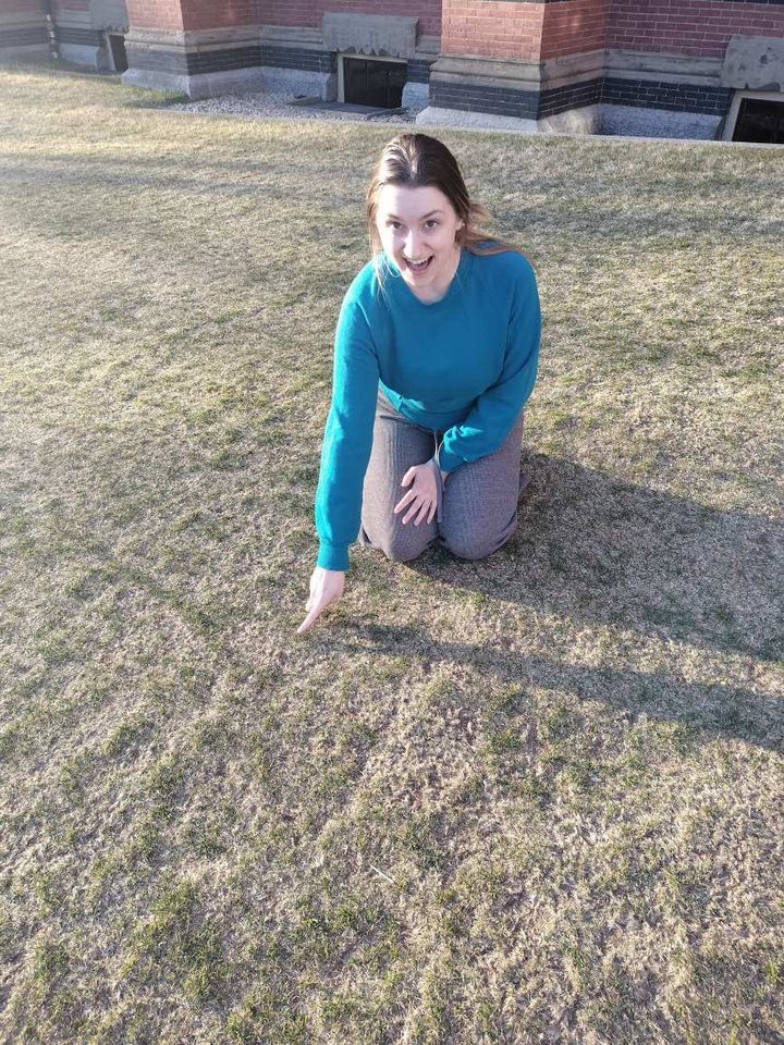 Touching dried up grass