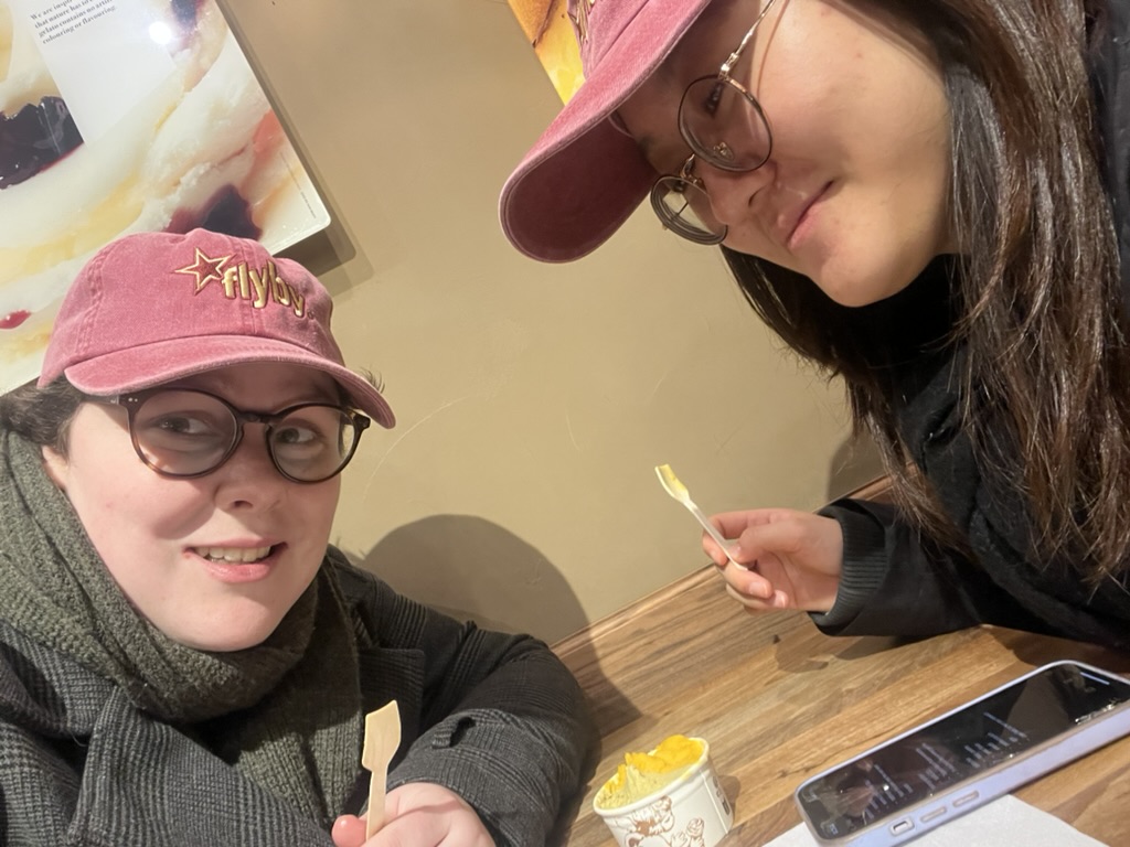 Heavily reconsidering our choices to eat this much ice cream in one night.