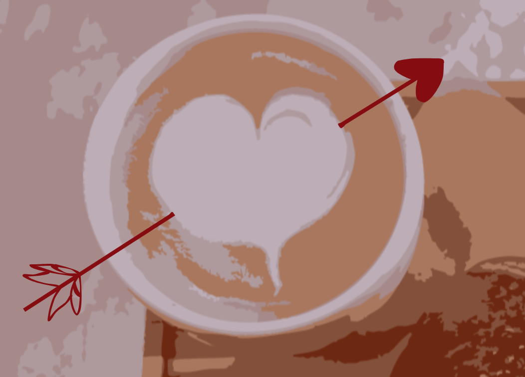 Latte art and an arrow.