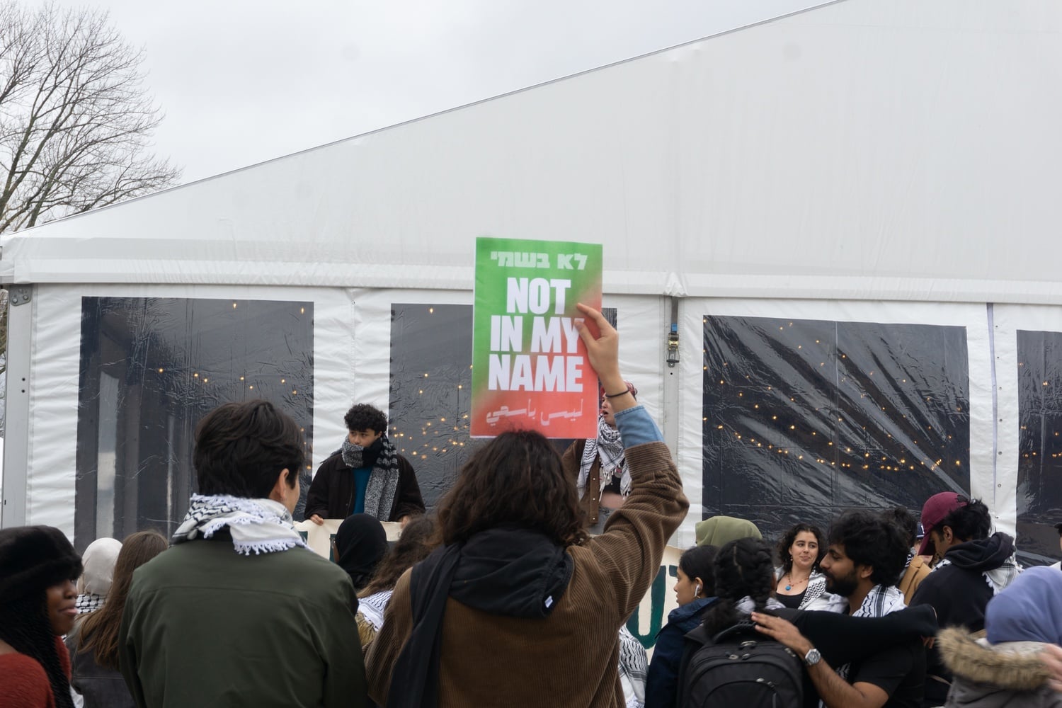 Students protest the indefinite postponement of a student-wide divestment referendum at the Science Center Plaza last April. No similar referendum has been proposed for the upcoming April election.