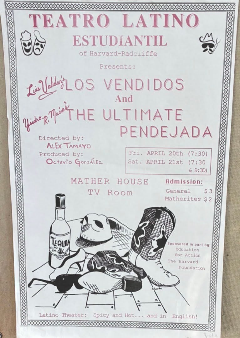 Photo of “lost organization” teatro Latino Estudiantil of Harvard-Radcliffe poster. The page is to be featured in La Vida’s “Lost Organizations and Conferences” exhibition.”