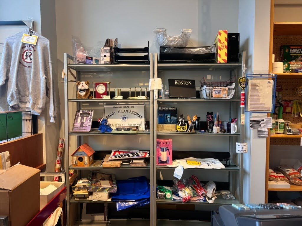 Trinkets and memorabilia inside University Stationery Co.